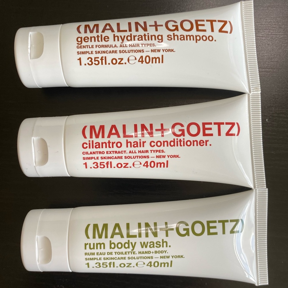 Malin + Goetz Shampoo, Conditioner, and Body Wash
